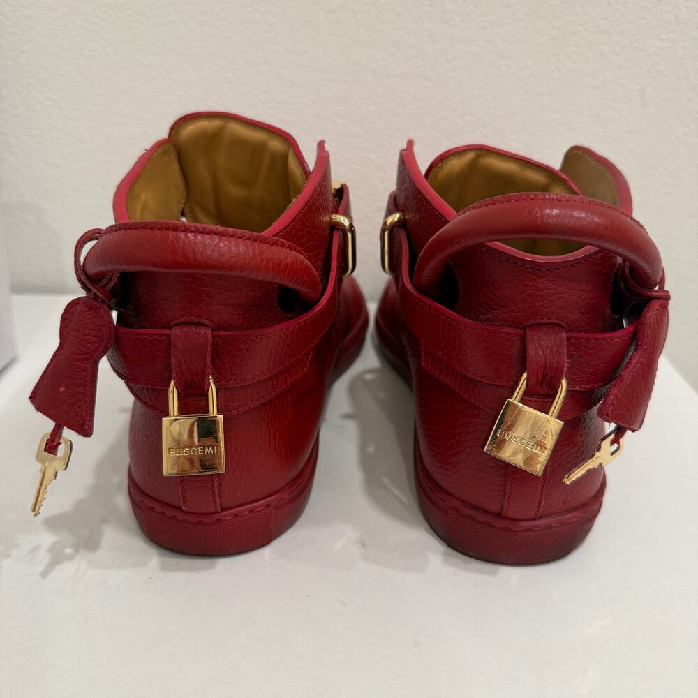 Buscemi 100mm Red Leather High-Top Sneakers Men’s US 11 (EU 44) w/ Box - Picture 2 of 8